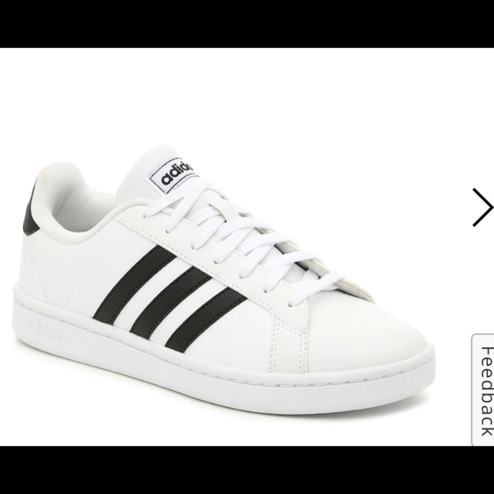 women's size 9 Grand Court sneaker three iconic black stripes-classic design